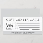 Modern Minimalist Custom Business Gift Certificate (Vorne/Hinten)