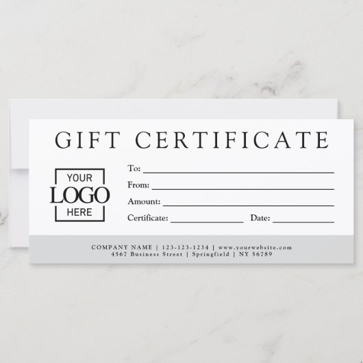 Modern Minimalist Custom Business Gift Certificate (Vorderseite)