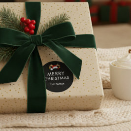 Modern Minimalist Custom Color Christmas Class Runder Aufkleber