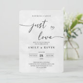 Modern Minimalist Cute Script Black White Wedding  Einladung (Stehend Vorderseite)