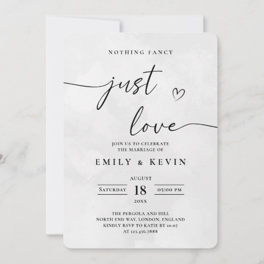 Modern Minimalist Cute Script Black White Wedding  Einladung (Vorderseite)