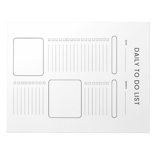 Modern Minimalist Daily To-Do List Notepad Notizblock (Vorderseite)