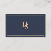 Modern Minimalist Dark Blue Initials QR Code Visitenkarte (Vorderseite)