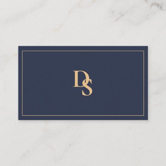 Modern Minimalist Dark Blue Initials QR Code Visitenkarte (Vorderseite)