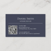 Modern Minimalist Dark Gray White Initials QR Code Visitenkarte (Rückseite)