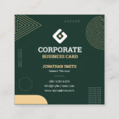 Modern Minimalist Dark Green & Gold Corporate Quadratische Visitenkarte (Rückseite)
