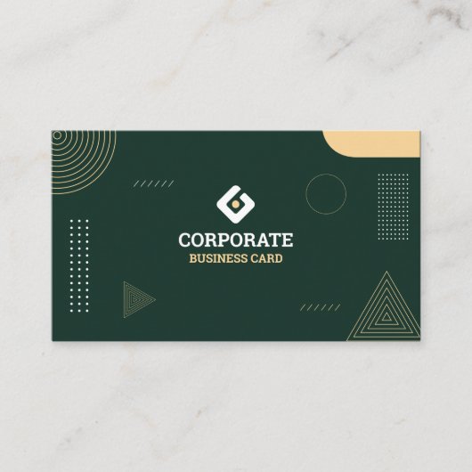 Modern Minimalist Dark Green & Gold Corporate Visitenkarte (Vorderseite)