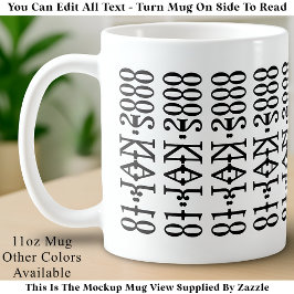 Modern Minimalist Date Hidden Message Custom Black Kaffeetasse
