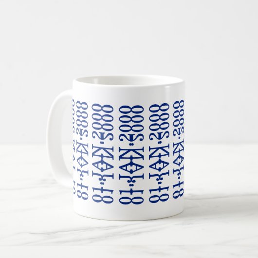 Modern Minimalist Date Hidden Message Custom Blue Kaffeetasse (Vorderseite Links)