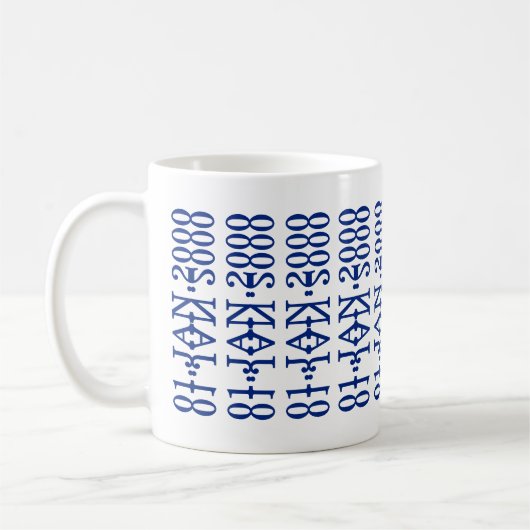 Modern Minimalist Date Hidden Message Custom Blue Kaffeetasse (Links)