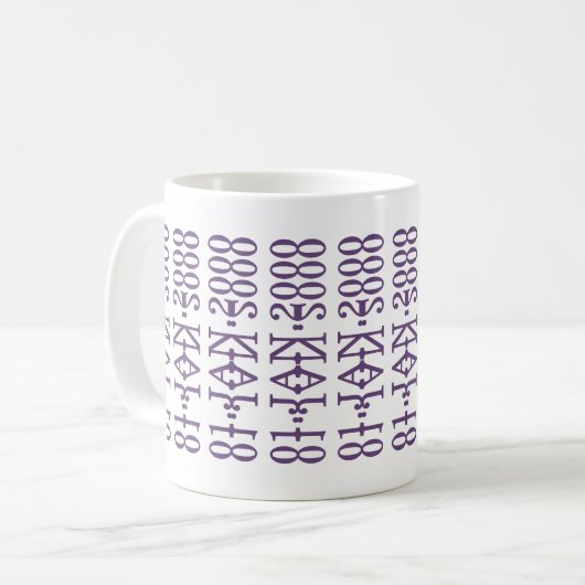 Modern Minimalist Date Hidden Message Custom Lilac Kaffeetasse (Vorderseite Links)
