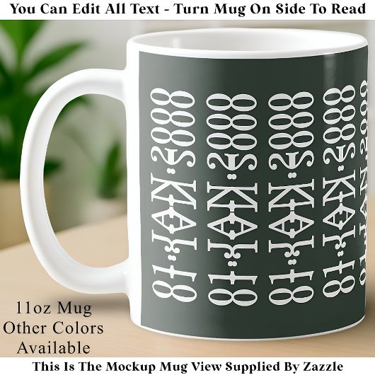 Modern Minimalist Date Hidden Message Custom Sage Kaffeetasse