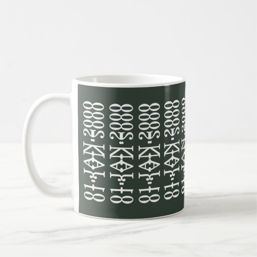 Modern Minimalist Date Hidden Message Custom Sage Kaffeetasse (Links)