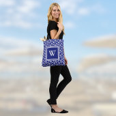 Modern Minimalist Deep Blue and White Paisley Tasche