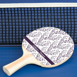 Modern minimalist dunkle Pflaume weiße florale Sch Tischtennis Schläger