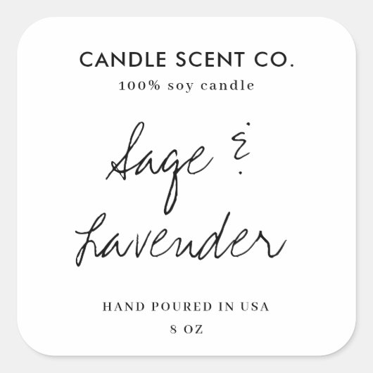 Modern Minimalist Editable Candle Label Template Quadratischer Aufkleber (Vorderseite)