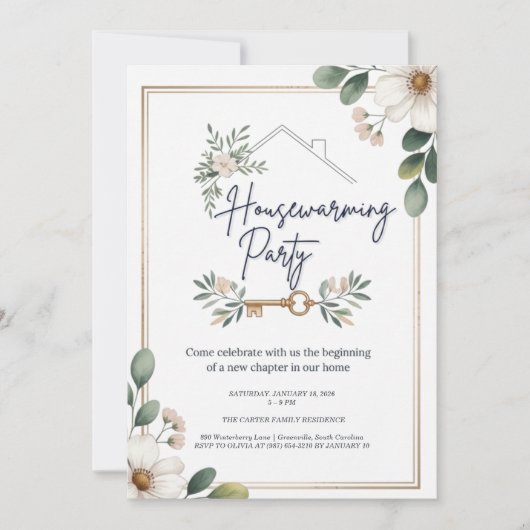 Modern Minimalist Editable Housewarming Invitation Einladung (Vorderseite)