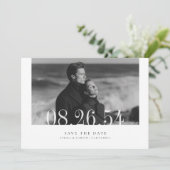 Modern Minimalist Editorial Black and White Photo Save The Date (Stehend Vorderseite)