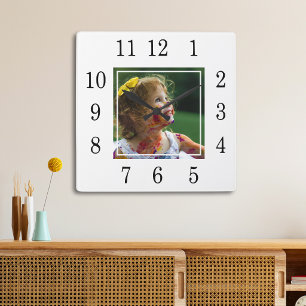 Modern minimalist ein Foto Schwarz und Weiß Quadratische Wanduhr