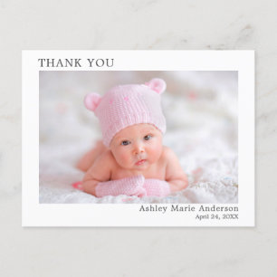 Modern minimalist einfache Danke neues Baby Postkarte