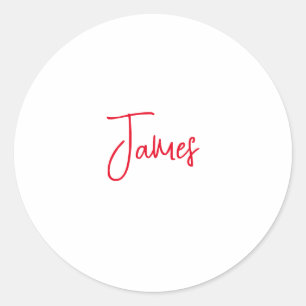 Modern minimalist einfache Kalligrafie Rot Weiß Runder Aufkleber