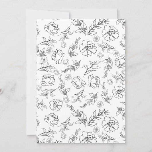 Modern Minimalist Elegant Black and White Script Einladung (Rückseite)