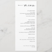 Modern Minimalist Elegant Black and White Wedding Menükarte (Vorderseite)