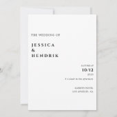 Modern Minimalist Elegant Black White Wedding Einladung (Rückseite)