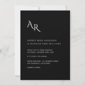 Modern Minimalist Elegant Black White Wedding Einladung (Vorderseite)