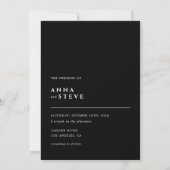 Modern Minimalist Elegant Black White Wedding Einladung (Rückseite)