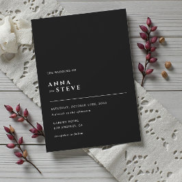 Modern Minimalist Elegant Black White Wedding Einladung