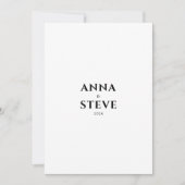 Modern Minimalist Elegant Black White Wedding Einladung (Vorderseite)