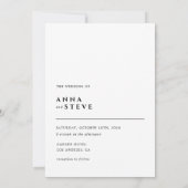 Modern Minimalist Elegant Black White Wedding Einladung (Rückseite)