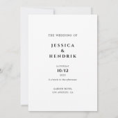Modern Minimalist Elegant Black White Wedding Einladung (Rückseite)
