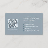 Modern Minimalist Elegant Blue QR Code Visitenkarte (Rückseite)