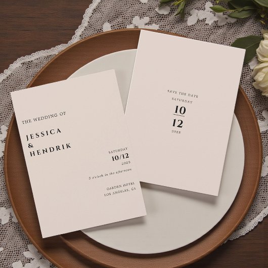 Modern Minimalist Elegant Champagne Wedding Einladung