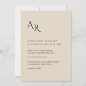 Modern Minimalist Elegant Cream Black Wedding Einladung (Vorderseite)