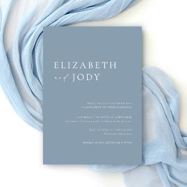 Modern Minimalist Elegant Dusty Blue Wedding Einladung