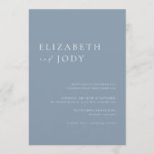 Modern Minimalist Elegant Dusty Blue Wedding Einladung (Vorderseite)