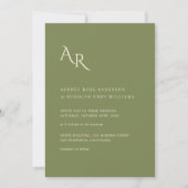 Modern Minimalist Elegant Green Cream Wedding Einladung (Vorderseite)