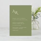 Modern Minimalist Elegant Green Cream Wedding Einladung (Stehend Vorderseite)
