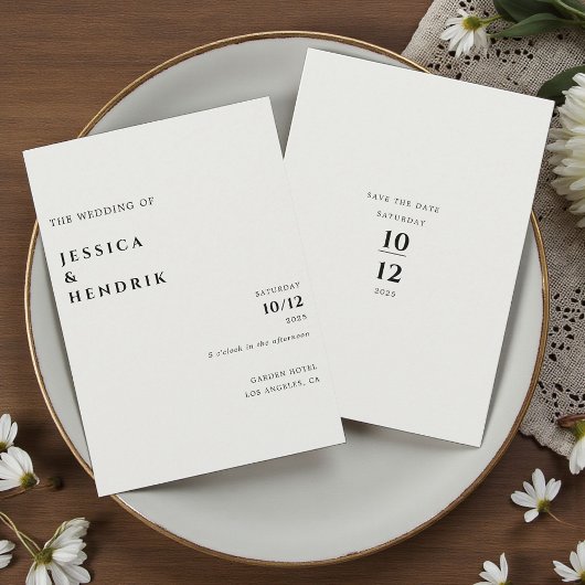 Modern Minimalist Elegant Ivory Wedding Einladung