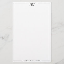 Modern Minimalist Elegant Monogram Briefpapier