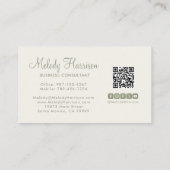 Modern Minimalist Elegant Sage Green QR Code Visitenkarte (Rückseite)