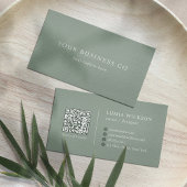 Modern Minimalist Elegant Sage Green QR Code Visitenkarte