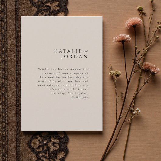 Modern Minimalist Elegant Silver Grey Wedding Einladung