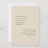 Modern Minimalist Elegant Simple Beige Wedding Einladung (Vorderseite)