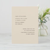 Modern Minimalist Elegant Simple Beige Wedding Einladung (Stehend Vorderseite)