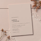 Modern Minimalist Elegant Simple Bisque Wedding Einladung