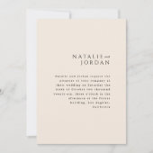 Modern Minimalist Elegant Simple Cream Wedding Einladung (Vorderseite)